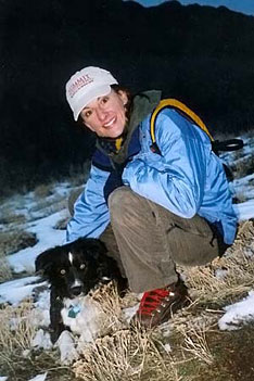 Photo of Jennifer Jordan with Harry, 'The Happy Dog'